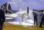 Asisbiz Firefighters are quick to put out an engine fire on this Bristol Blenheim from RAF 21Sqn YH Z7492 01