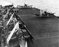 Asisbiz Vought F4U 2 Corsairs from VMF(N) 532 on board USS Windham Bay CVE 93 off Saipan 12th Jul 1944 01