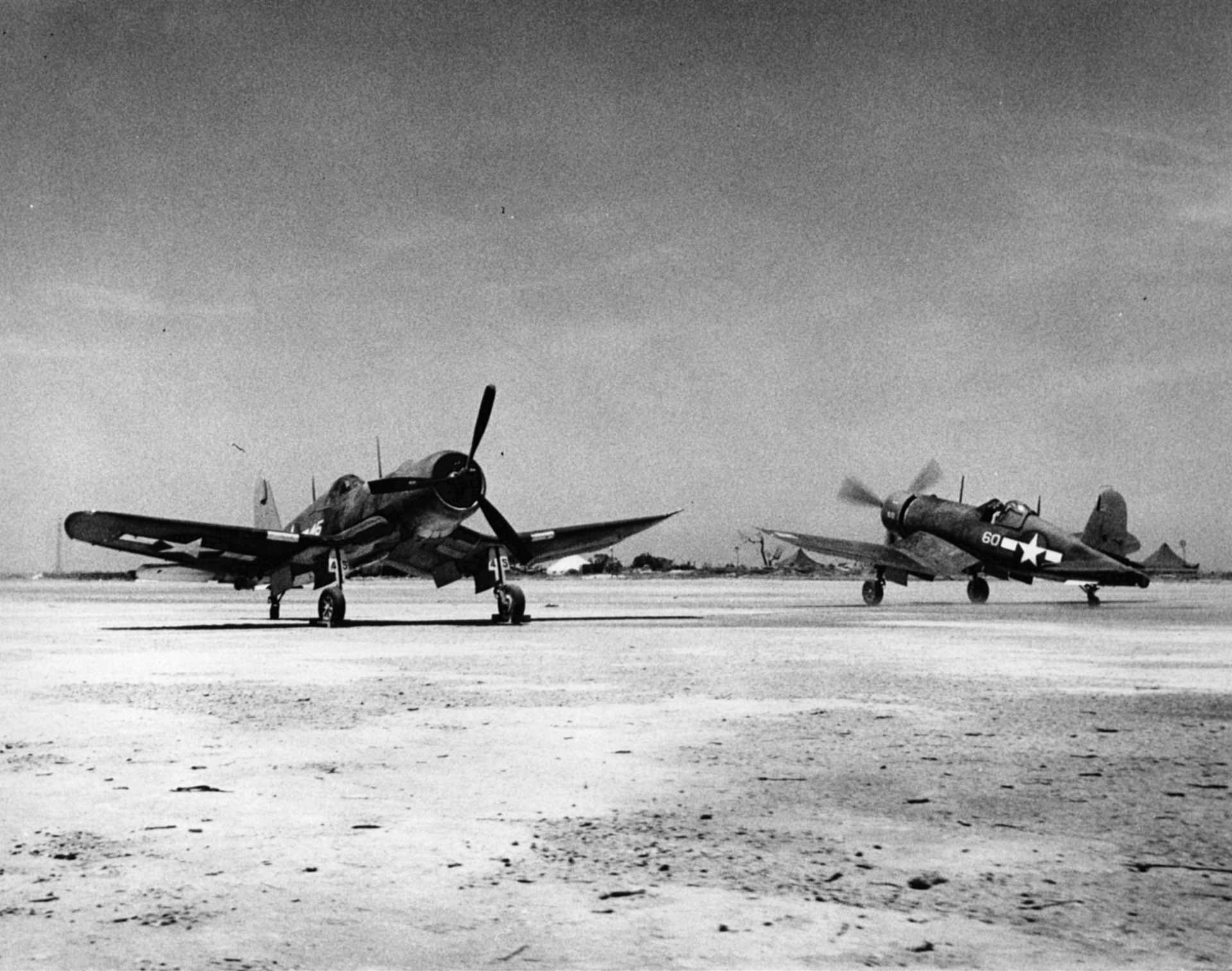 Asisbiz Vought F4U-1A Corsair VMF 113 White 45 and 60 on the ground on ...