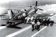 Asisbiz Vought AU 1 Corsair French Navy Flottille 17F15 USN BuNo 129378 is being pushed onto the catapult 01