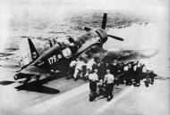 Asisbiz Vought AU 1 Corsair French Navy Flottille 17F15 USN BuNo 129378 is being pushed onto the catapult ebay 01