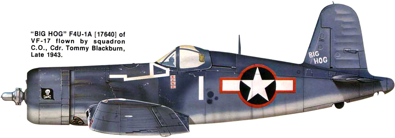 Asisbiz Vought F4U-1A Corsair VF-17 Jolly Rogers White 1 Tom Blackburn