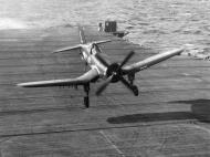 Asisbiz Vought F4U 4 Corsairs VA 74 White L421 landing high aboard CV 47 USS Phillipine Sea 01