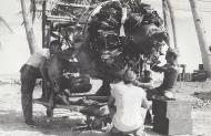 Asisbiz Goodyear FG 1D Corsair VMF 155 engine change at Majuro Marshall Islands 1944 01