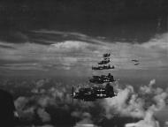 Asisbiz Vought F4U 1D Corsair VMO 155 White 155 and 151 on patrol over Majuro Marshall Islands 1944 01