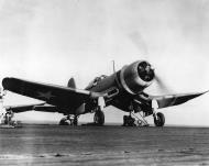 Asisbiz Vought F4U 1 Corsair VMF 213 Hell Hawks prelaunch from auxiliary carrier USS Copahee ACV 12 29th Mar 1943 01