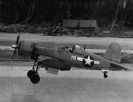 Asisbiz Vought F4U 1A Corsair VMF 216 White 16 taking off from Cape Torokina 10th Jan 1944 01