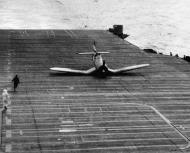 Asisbiz Vought F4U 1D Corsair VMF 216 makes belly landing on USS Wasp CV 18 Chichi Jima 18th Feb 1945 01