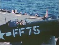 Asisbiz Vought F4U 1D Corsair VMF 422 White FF75 USS Cape Gloucester CVE 109 Jul 1945 01