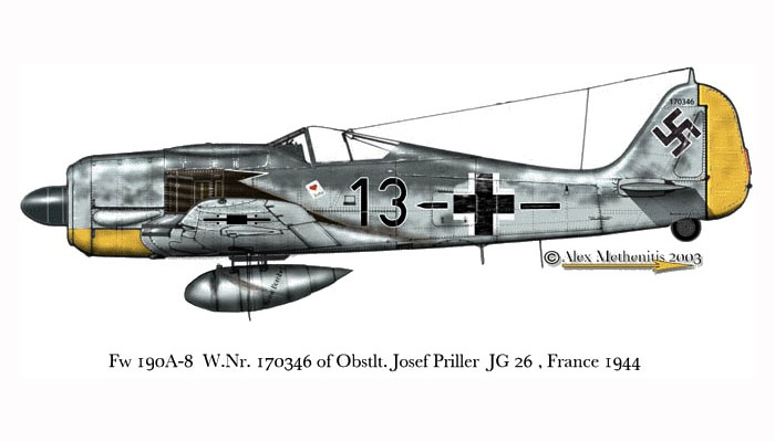 Asisbiz Focke Wulf Fw 190a8 Jg26 Black 13 Bar Josef Priller Wnr 170346