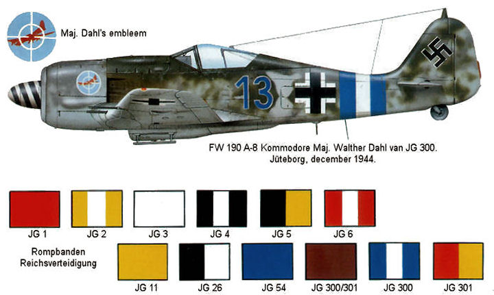Asisbiz Focke Wulf Fw 190A8 JG300 Blue 13 Walter Dahl Juteborg 1944 0A