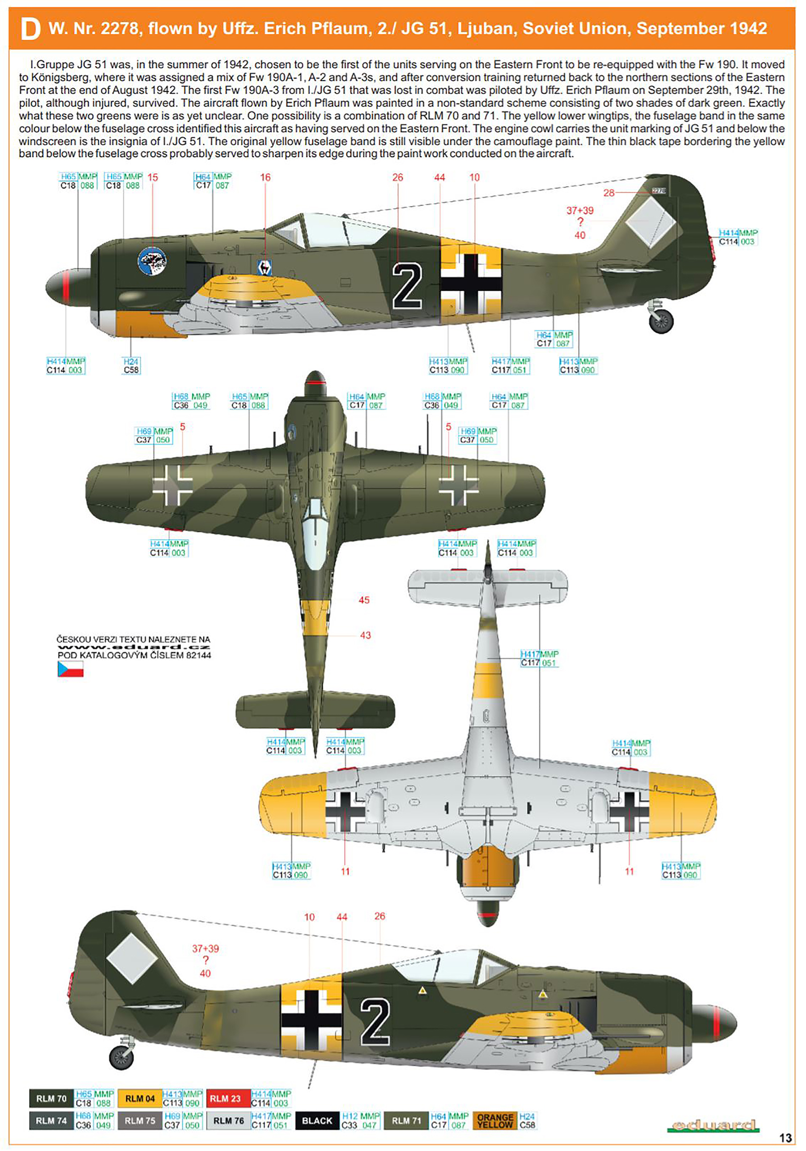 Asisbiz Focke Wulf Fw 190A3 2.JG51 Erich Pflaum WNr 2278 Ljuban Soviet ...