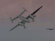 Asisbiz IL2 MH He 219A Nachtjager in aerial combat with a RAF Lancaster 01