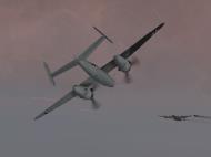 Asisbiz IL2 MH He 219A Nachtjager in aerial combat with a RAF Lancaster 02