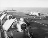 Asisbiz Fleet Air Arm 809NAS Grumman Hellcat IIs taking off from HMS Ameer in the Far east 1945 IWM A27343