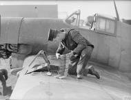 Asisbiz Fleet Air Arm Grumman Hellcat FN327 being rearmed at RAF Wittering 27th Oct 1943 IWM A20020