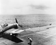 Asisbiz Fleet Air Arm Grumman Hellcat II prepares for lunch HMS Empress iof the Andaman Isls 1945 IWM A29372