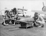 Asisbiz Fleet Air Arm Grumman Hellcats aboard HMS Ameer off Sumatra Mar 1945 IWM A27962