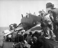 Asisbiz Grumman Hellcat MkII RN FAA White 2K landing mishap HMS Ameer Operation Matador Jan Feb 1945 IWM A27348
