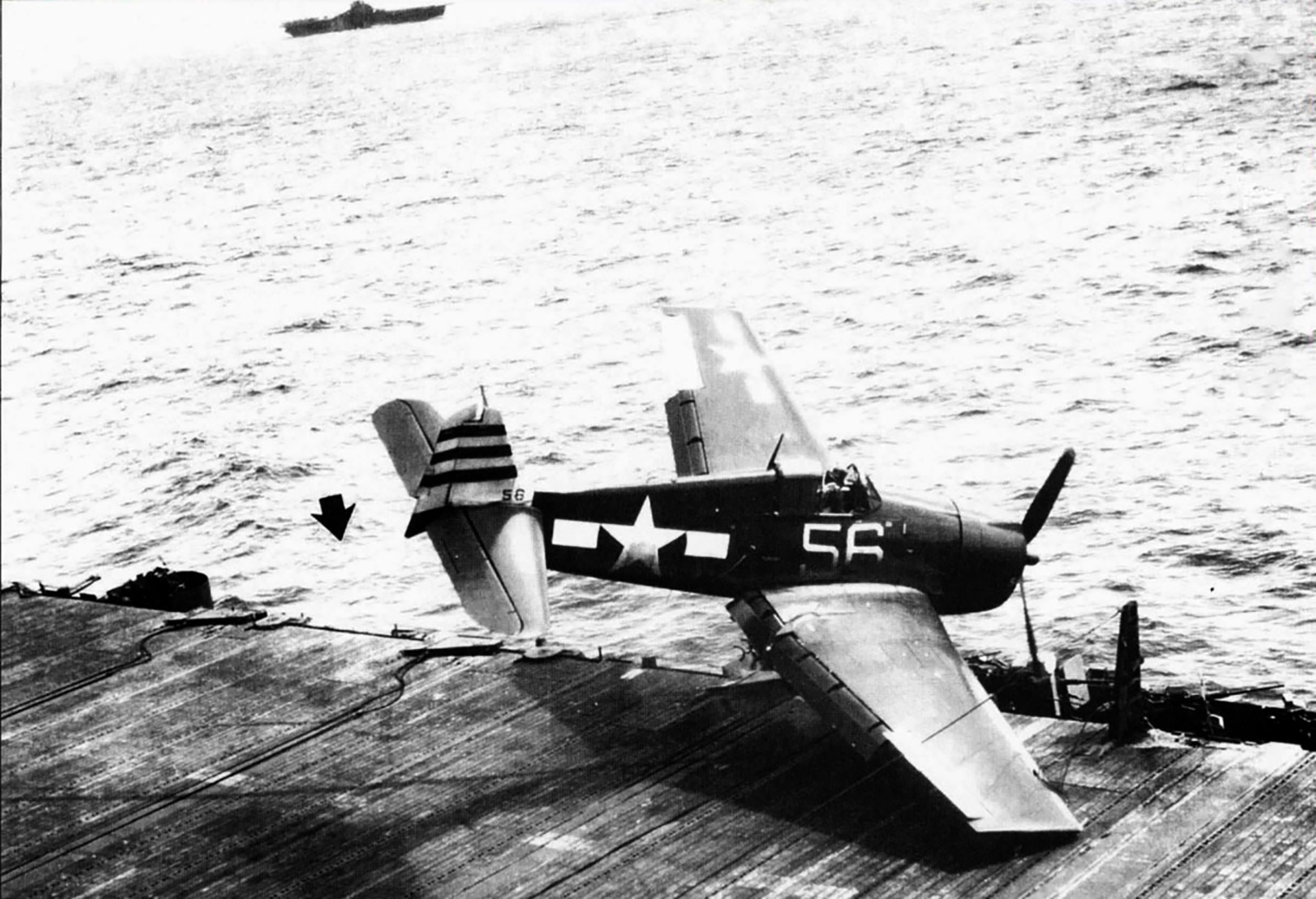 Asisbiz Grumman F6F-5 Hellcat VF-12 White 56 WL Mason landing mishap CV ...