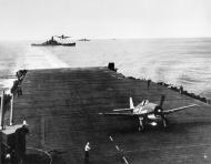 Asisbiz Grumman F6F 3 Hellcat VF 16 White 28 landing CV 16 USS Lexington with BB 57 USS South Dakota 1944 01