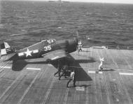 Asisbiz Grumman F6F 5 Hellcat VF 17 White 35 prepares for launch CV 12 USS Hornet 1945 01