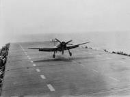 Asisbiz Grumman F6F 5 Hellcat VF 36 White 5 landing mishap CVE 112 USS Siboney Aug 1945 May 1946 01
