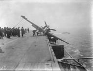 Asisbiz Fleet Air Arm 801NAS Sea Hurricane I M2H P2886 landing mishap aboard HMS Argus 15 17 Aug 1943 IWM A18894