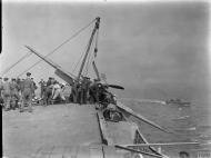 Asisbiz Fleet Air Arm 801NAS Sea Hurricane I M2H P2886 landing mishap aboard HMS Argus 15 17 Aug 1943 IWM A18895