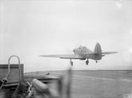 Asisbiz Fleet Air Arm 801NAS Sea Hurricane I M2K V7077 taking off from HMS Argus IWM A18871