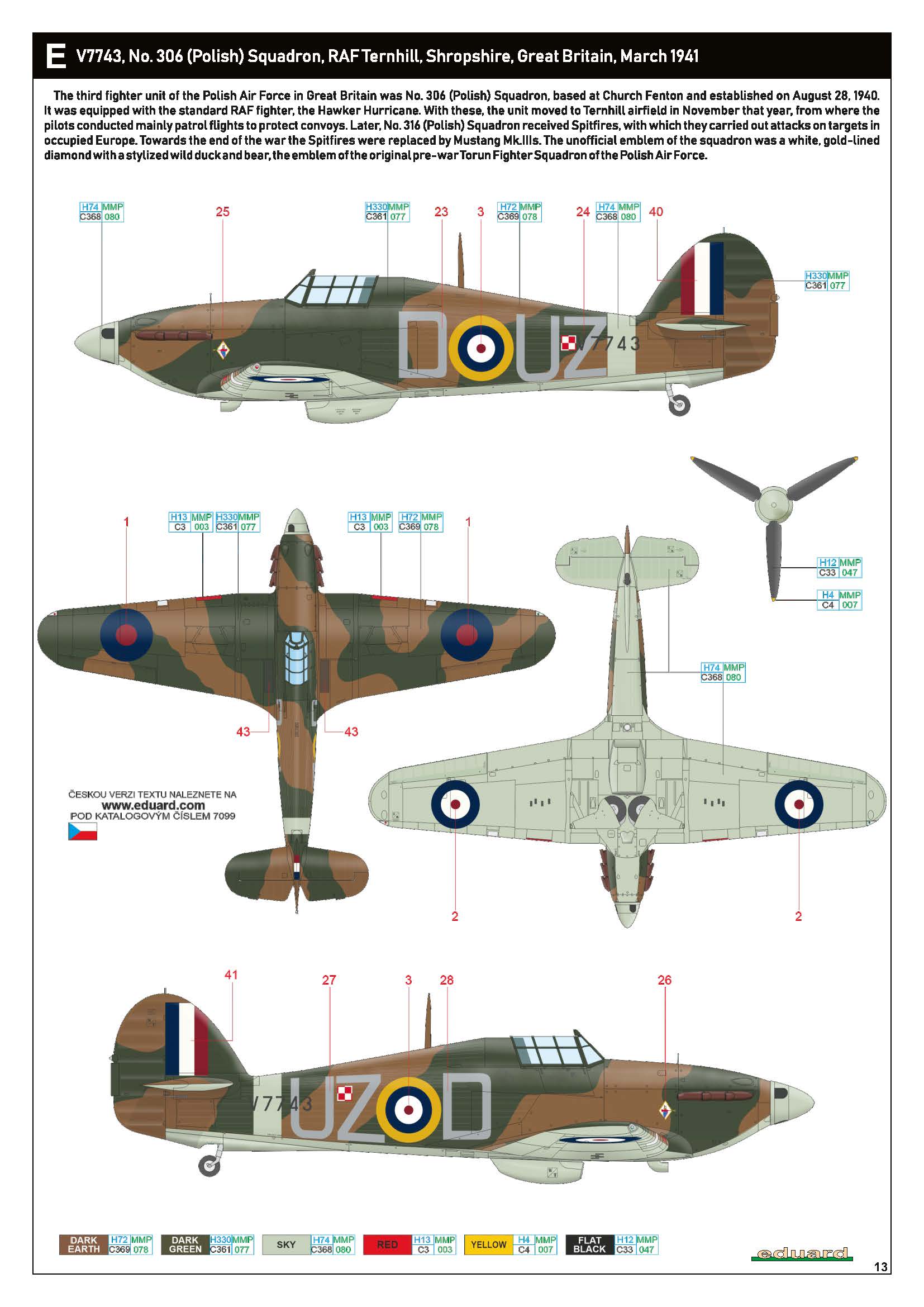 Asisbiz Hurricane I RAF 306Sqn (Polish) UZD V7743-RAF Ternhill ...