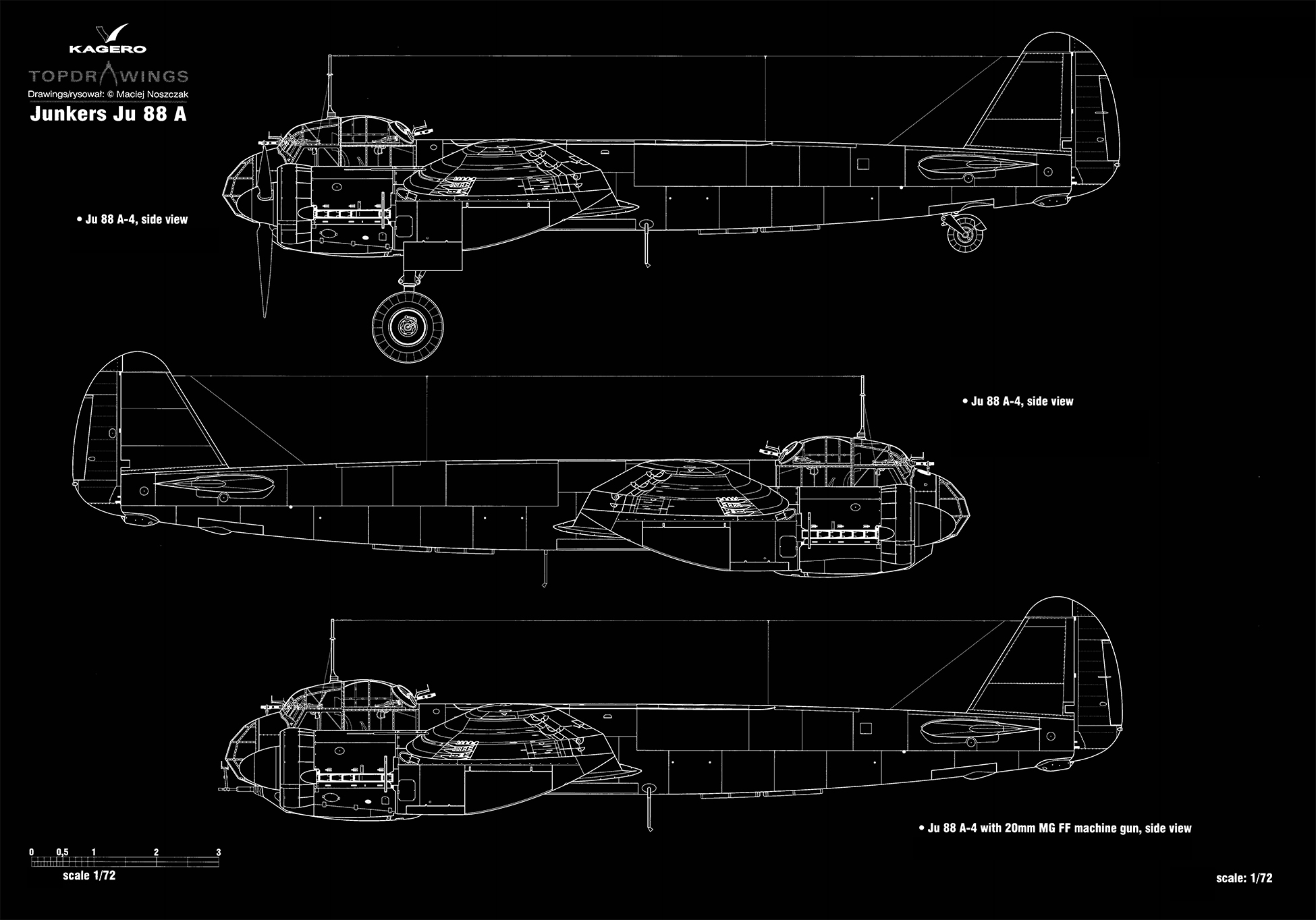 Asisbiz Artwork By Kagero Blue Print 1.72 Scale Junkers Ju 88 A 6 And A ...