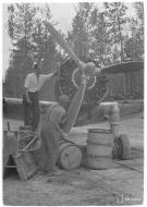 Asisbiz Curtiss Hawk 75A6 FAF under going flak damage repairs at Mensuvaara 9th Jul 1944 01