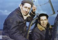 Asisbiz P 38H Lightning 8AF 55FG38FS CGR Robert Sand and Roger Fraleigh crew chief at Nuthampstead IWM FRE12828