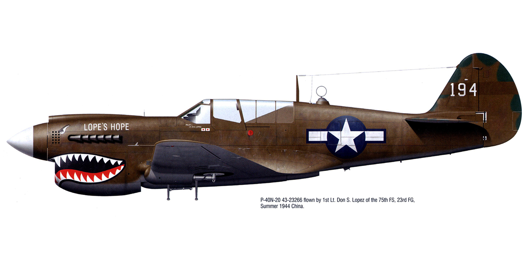 Asisbiz USAAF 43 23266 Curtiss P-40N Warhawk 23FG75FS White 194 