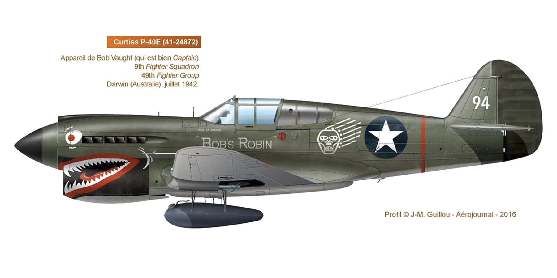 Asisbiz Curtiss P-40E Warhawk 49FG9FS White 94 Lt Robert Vaught named ...