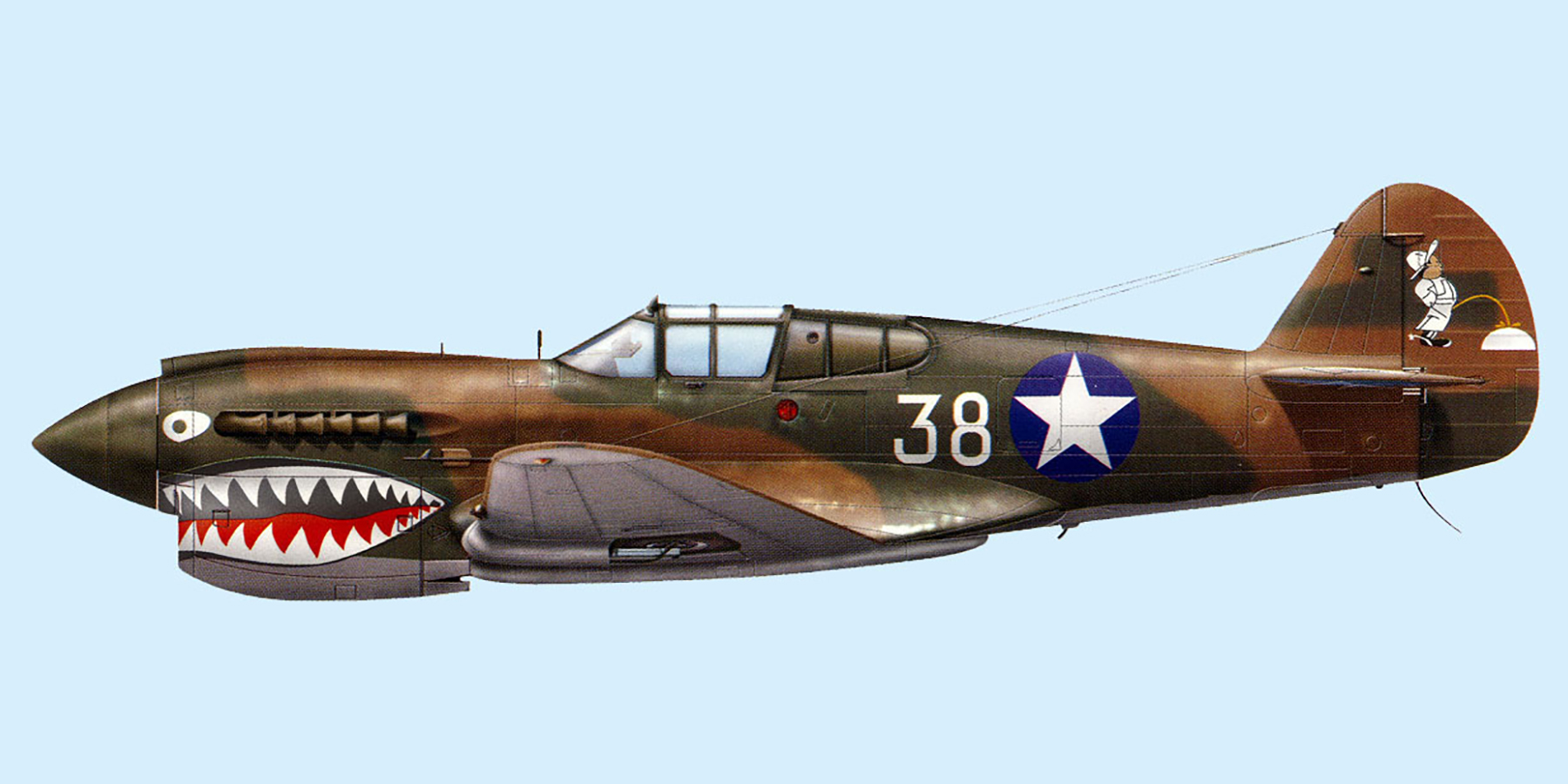 Asisbiz Curtiss P-40E Warhawk 51FG16FS White 38 Dallas Clinger 