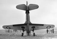Asisbiz Curtiss P 40E Kittyhawk RCAF AL109 landing mishap showing camouflage scheme Canada 29th Feb 1942 MIKAN 3643687