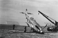 Asisbiz 42 106662 P 51B Mustang 339FG503FS 5QY Lt Harvey R Waymire after a landing mishap England 1944 01