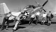 Asisbiz 44 72560 P 51D Mustang 20AF 506FG462FS 603 being pushed onto the taxi way prior to engine start at Iwo Jima 1945 01