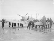 Asisbiz Fleet Air Arm 801NAS Seafire coded M2x after landing aboard HMS Argus 15 17th Aug 1943 IWM A18866