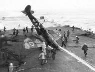 Asisbiz Fleet Air Arm 801NAS Seafire landing accident aboard HMS Implacable 01