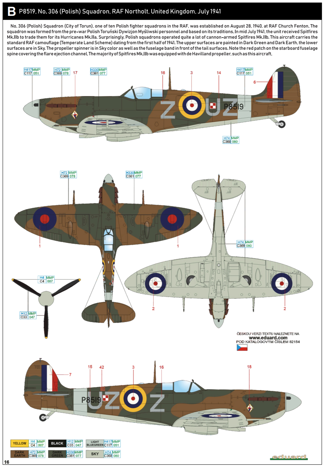 Asisbiz Spitfire MkIIb RAF 306Sqn UZZ P8519 Northolt England July 1941 ...