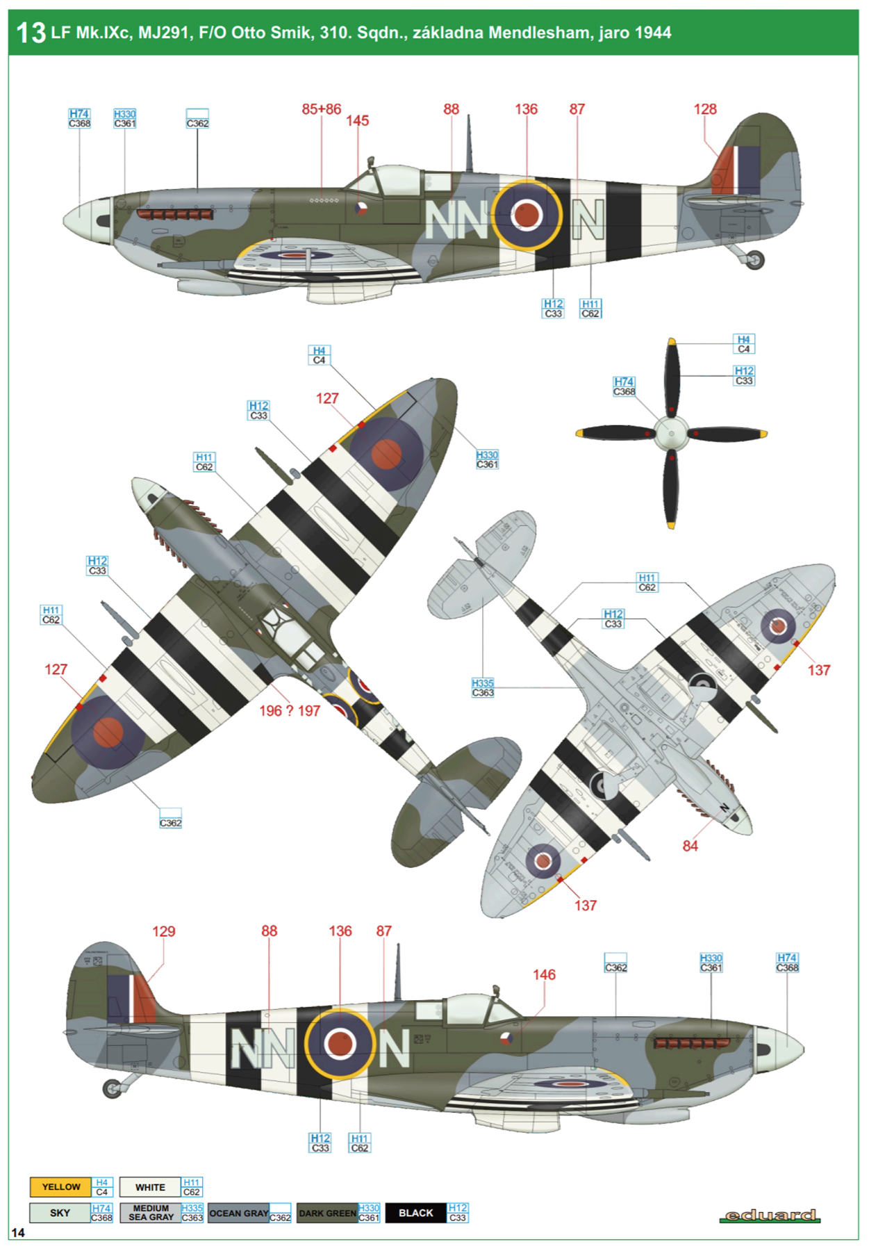 Asisbiz Spitfire LFIXc RAF 310Sqn NNN FO Otto Smik MJ291 Mendlesham ...