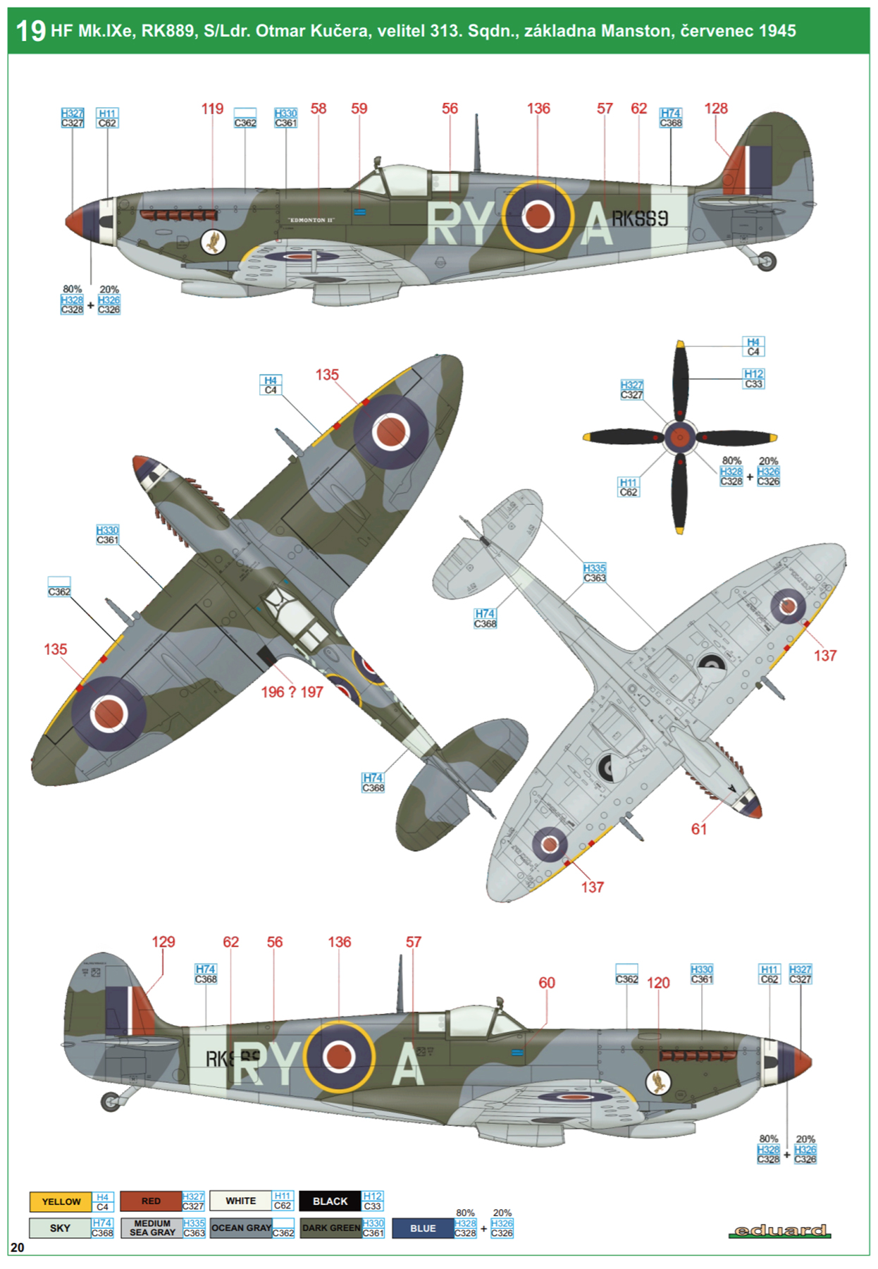 Asisbiz Spitfire HFIXe RAF 313Sqn RYA SLdr Otmar Kucera RK889 Manston ...