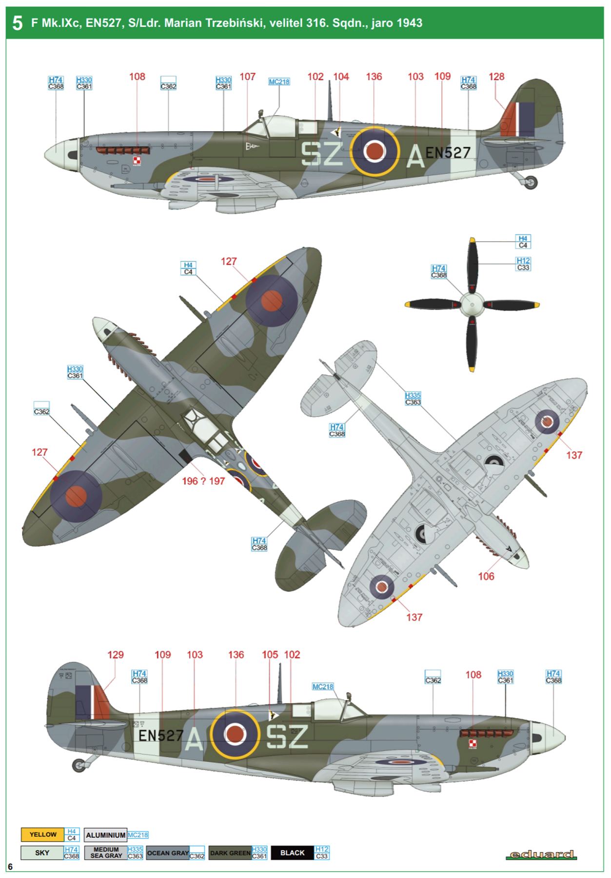 Asisbiz Spitfire FIXc RAF 222Sqn SZA SLdr Marian Trzebinski EN527 ...