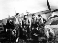 Asisbiz Spitfire LFIX RAF 341Sqn NLS PL223 George Lents and fellow pilots 13 Oct 1944 01