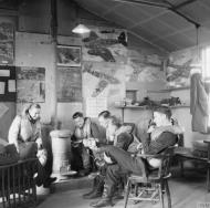 Asisbiz Aircrew RAF 43Sqn in their dispersal hut while at Drem East Lothian 25th Apr 1941 IWM H9191