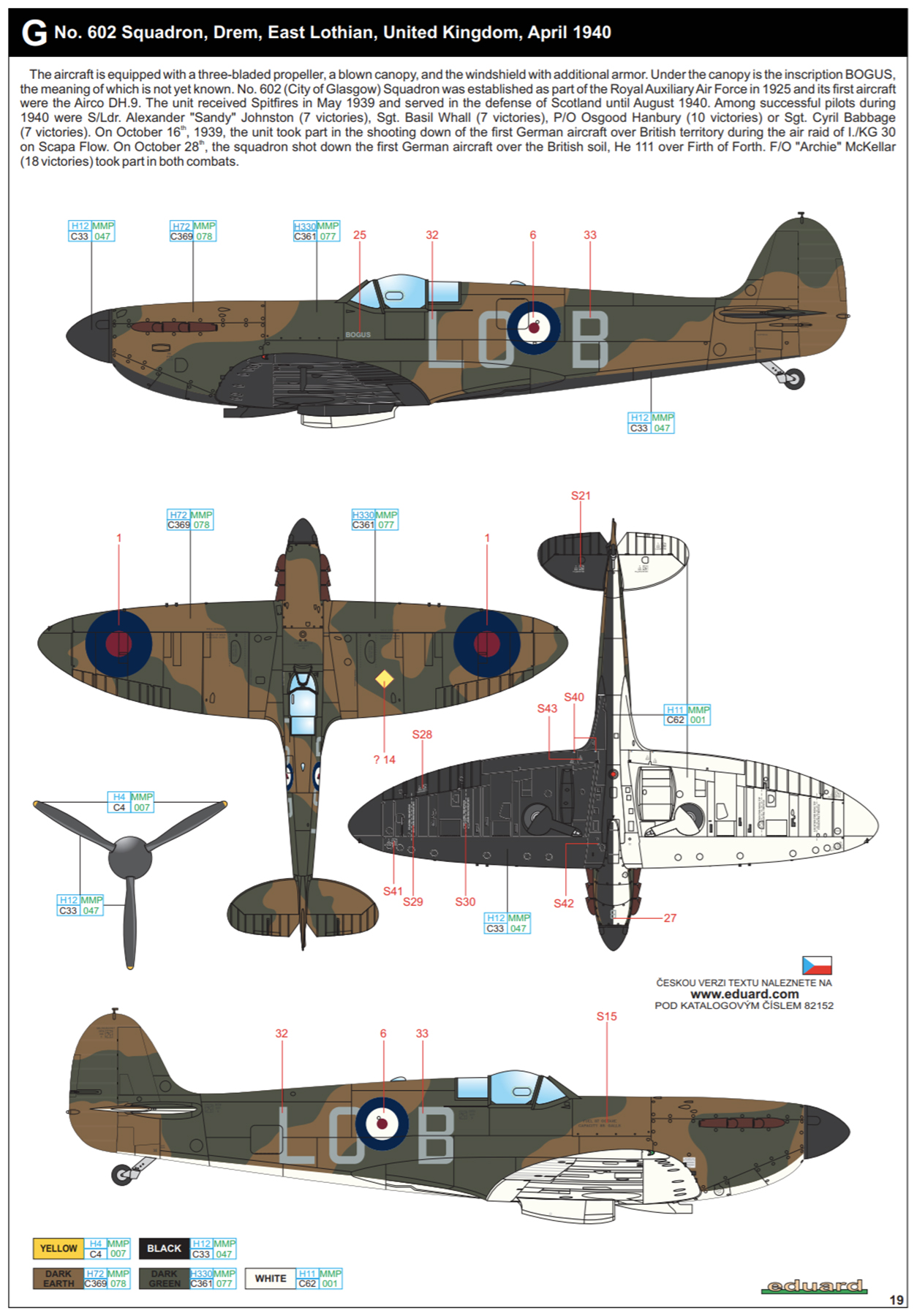 Asisbiz Spitfire MkI RAF 602Sqn LOB Drem East Lothian Mar 1940 profile ...