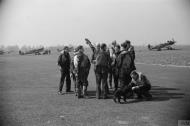 Asisbiz Spitfire MkVb RAF 64Sqn SHS SHV after landing at Hornchurch Essex May 1942 IWM CH5780